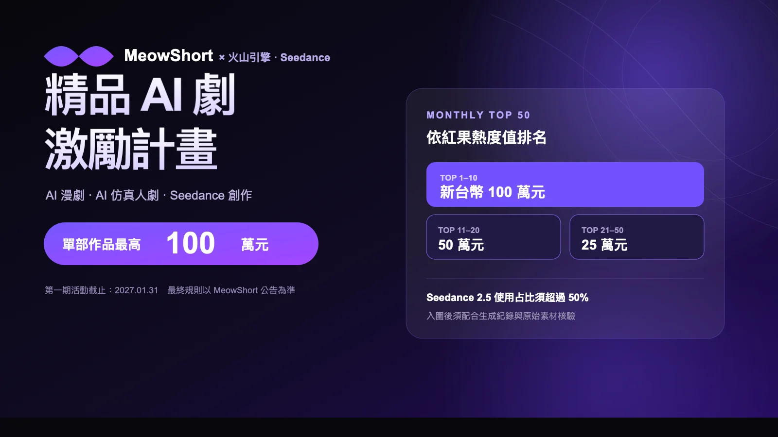 AI 短劇如何參與百萬激勵?MeowShort × Seedance 精品 AI 劇計畫與製作策略